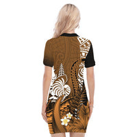 (Custom Personalised) New Caledonia Polo Dress Nautilus Gold Polynesian Hibiscus LT13 - Polynesian Pride
