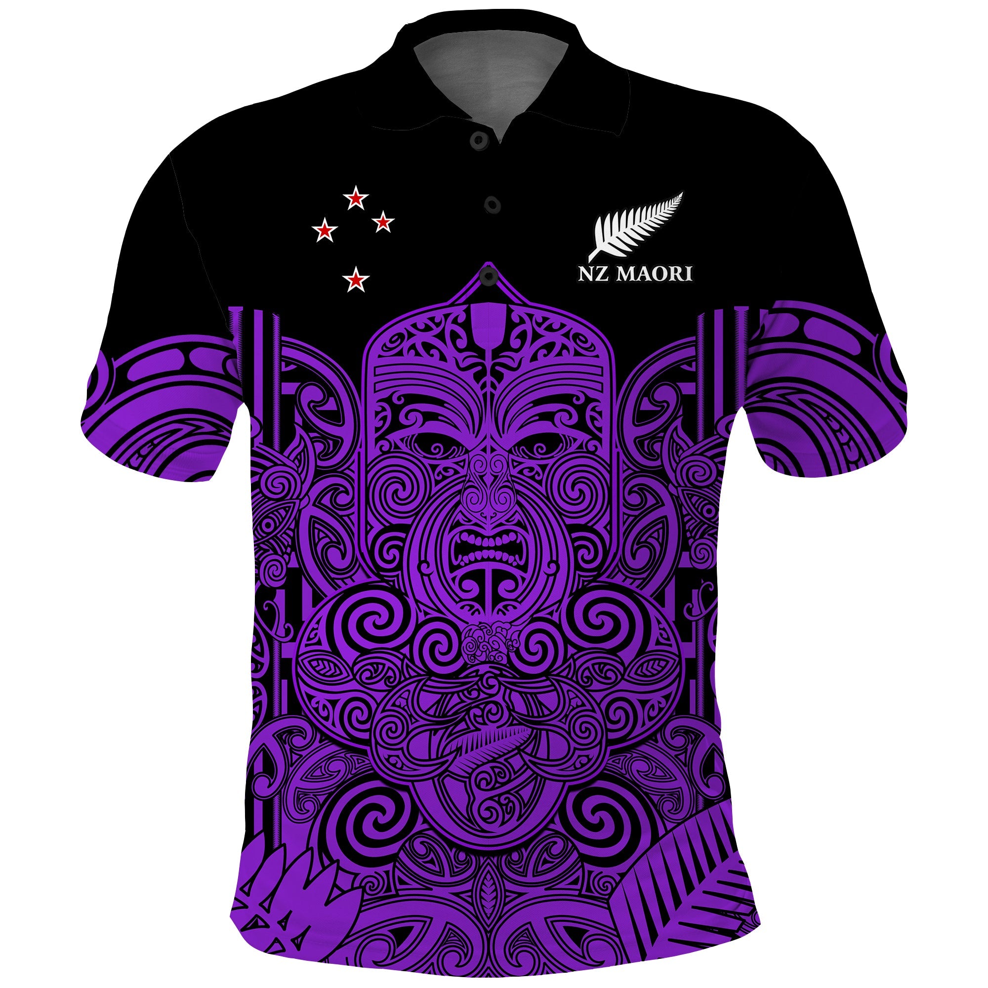 New Zealand Tiki Rugby Polo Shirt NZ Maori Koru Pattern Ver.04 LT14 Purple - Polynesian Pride