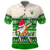 Hawaii Mele Kalikimaka Polo Shirt Dabbing Santa Green Merry Christmas LT14 Green - Polynesian Pride