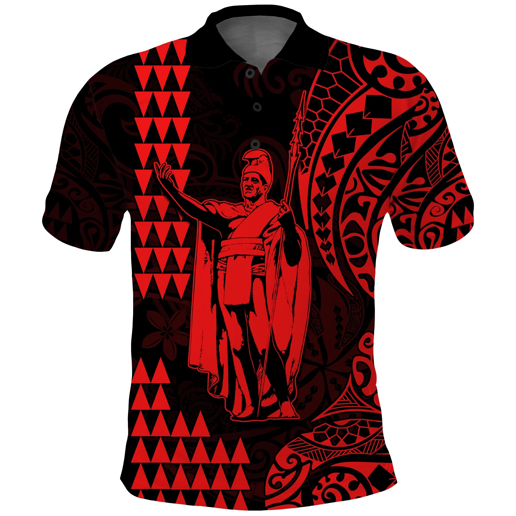 Hawaii Day Kakau Polo Shirt Proud To Be Hawaiian Red King Kamehameha and Kanaka Maoli LT13 Red - Polynesian Pride