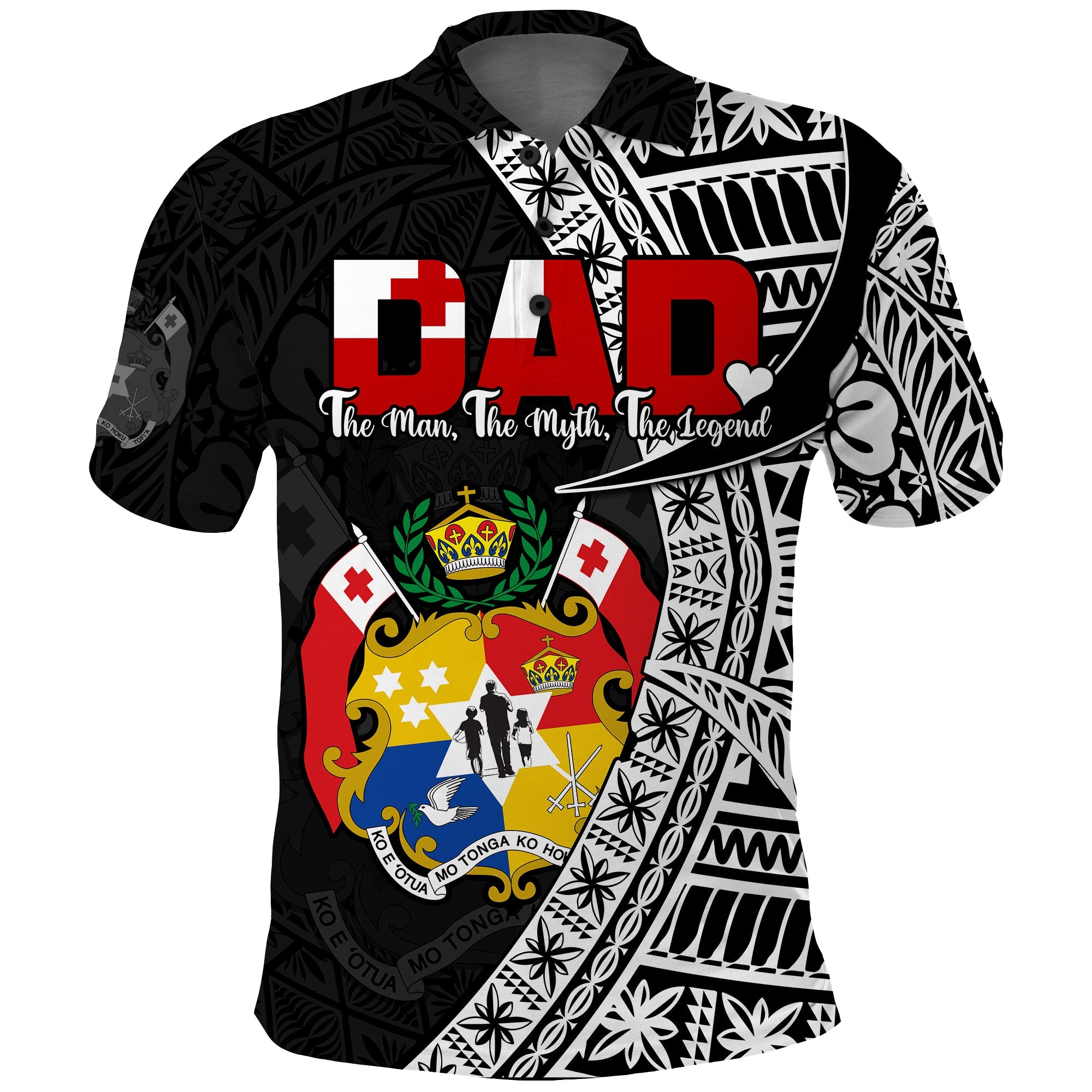 Tonga Polo Shirt Happy Tongan Fathers Day LT13 Black - Polynesian Pride