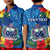 (Custom Personalised) Samoa Polo Shirt KID Coat Of Arms Mix Tropical Flowers LT14 Kid Blue - Polynesian Pride