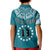 (Custom Text and Number) Cook Islands Tatau Polo Shirt KID Symbolize Passion Stars Version Blue LT13 - Polynesian Pride