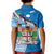 Fiji Polo Shirt KID Fijian Drua Mix Tagimaucia Flower Blue Style LT14 - Polynesian Pride