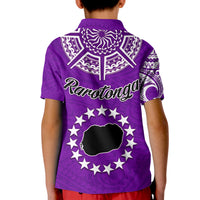 Rarotonga Cook Islands Polo Shirt Turtle and Map Style Purple LT13 - Polynesian Pride