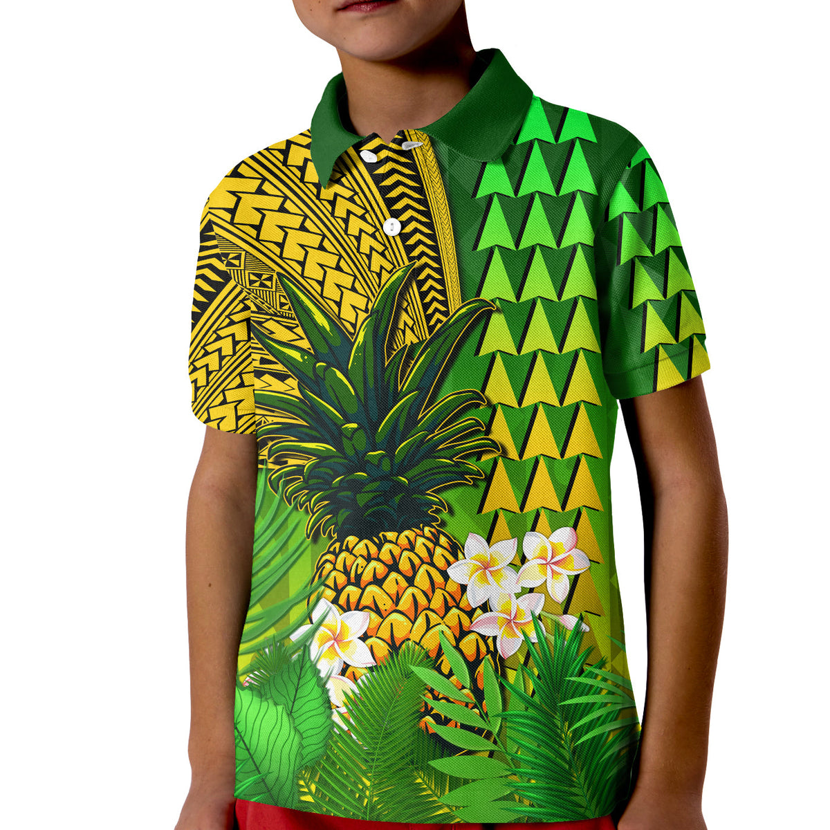 Custom Hawaii Pineapple Polo Shirt Plumeria Frangipani Mix Tribal Pattern LT13 - Polynesian Pride