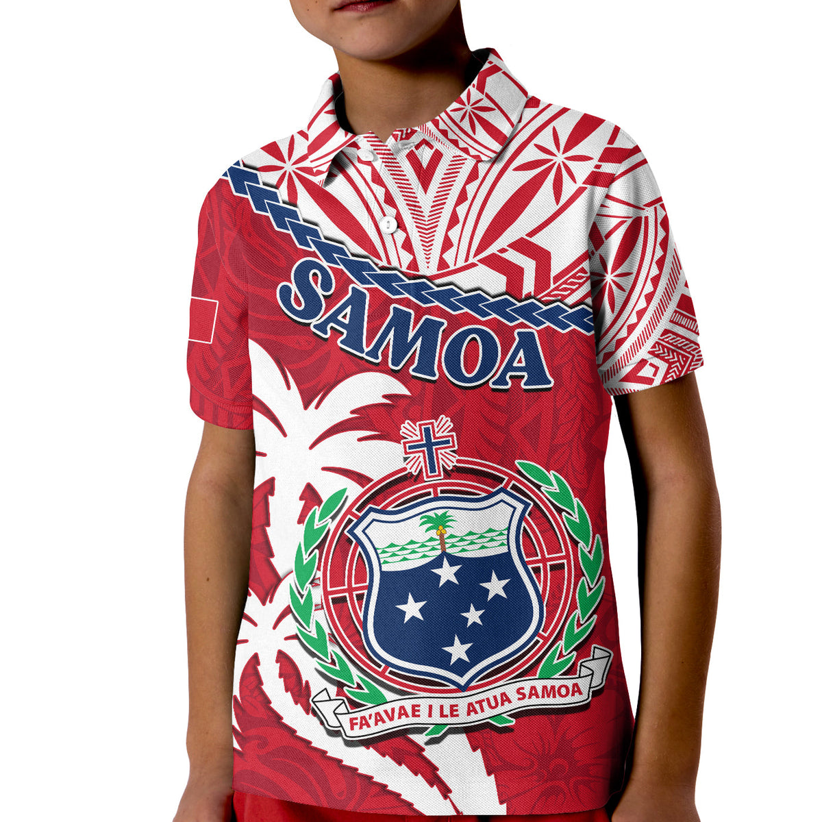 Custom Samoa Polo Shirt Samoan Coat Of Arms With Coconut Red Style LT14 - Polynesian Pride