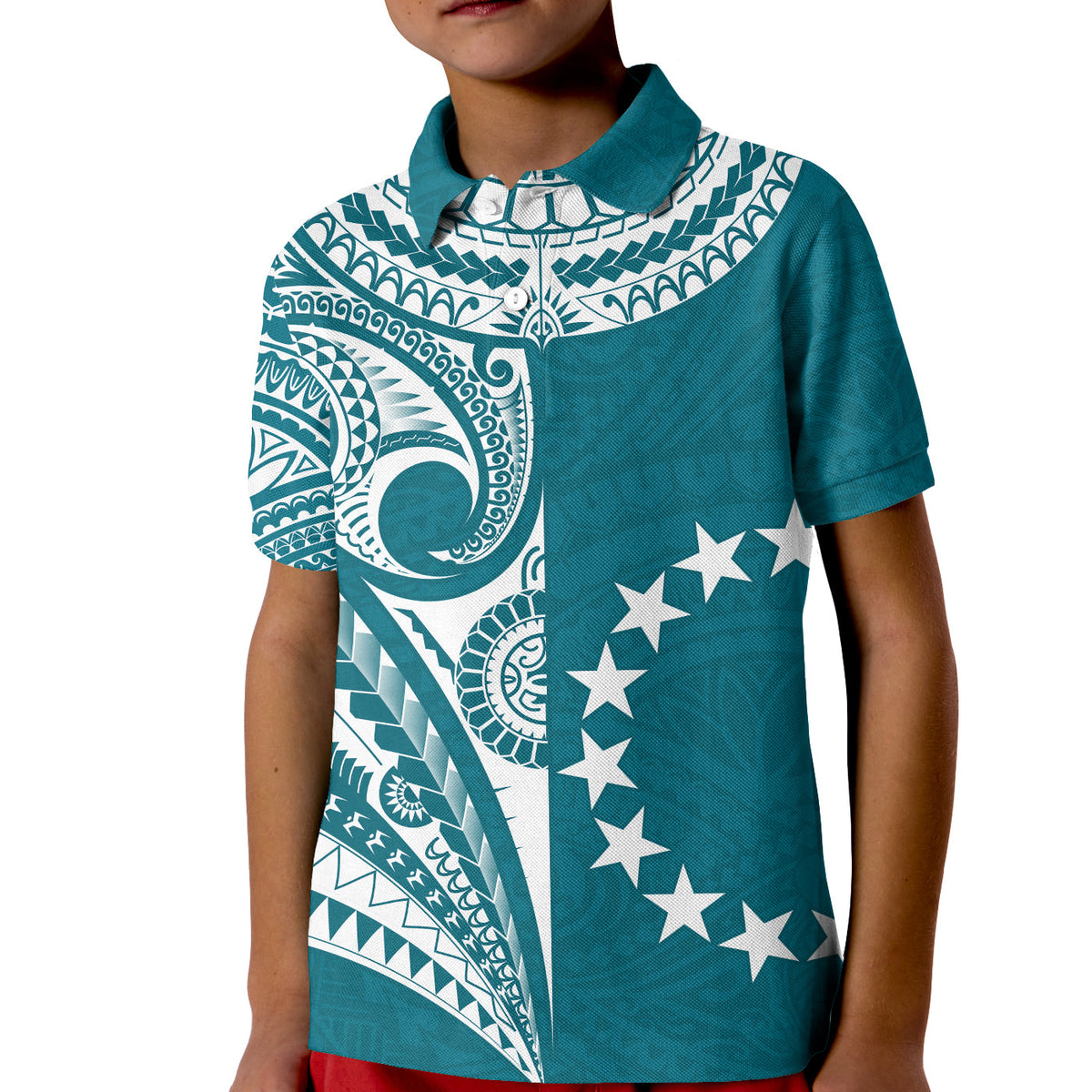 (Custom Text and Number) Cook Islands Tatau Polo Shirt Symbolize Passion Stars Version Blue LT13 - Polynesian Pride