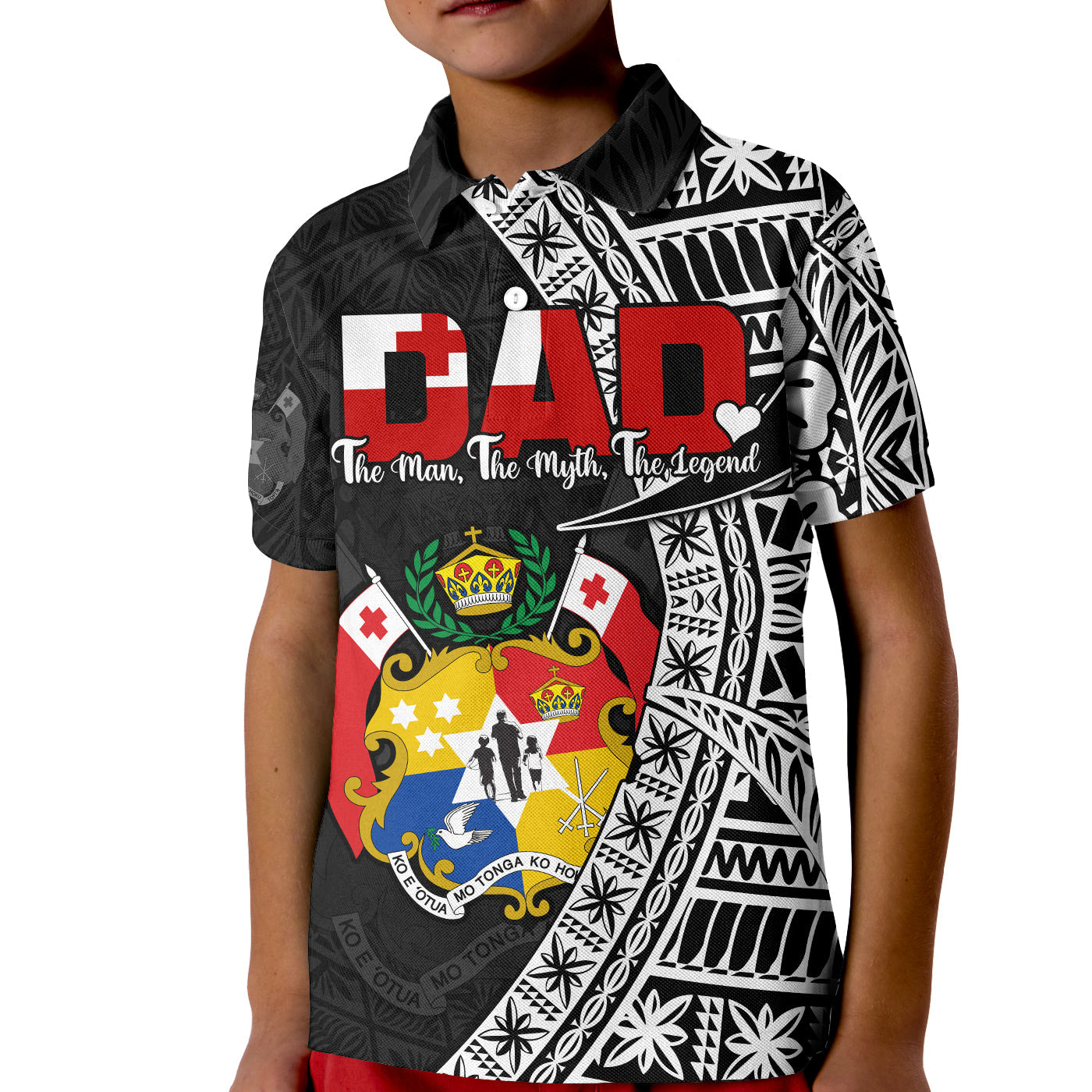 Tonga Polo Shirt KID Happy Tongan Fathers Day LT13 Kid Black - Polynesian Pride