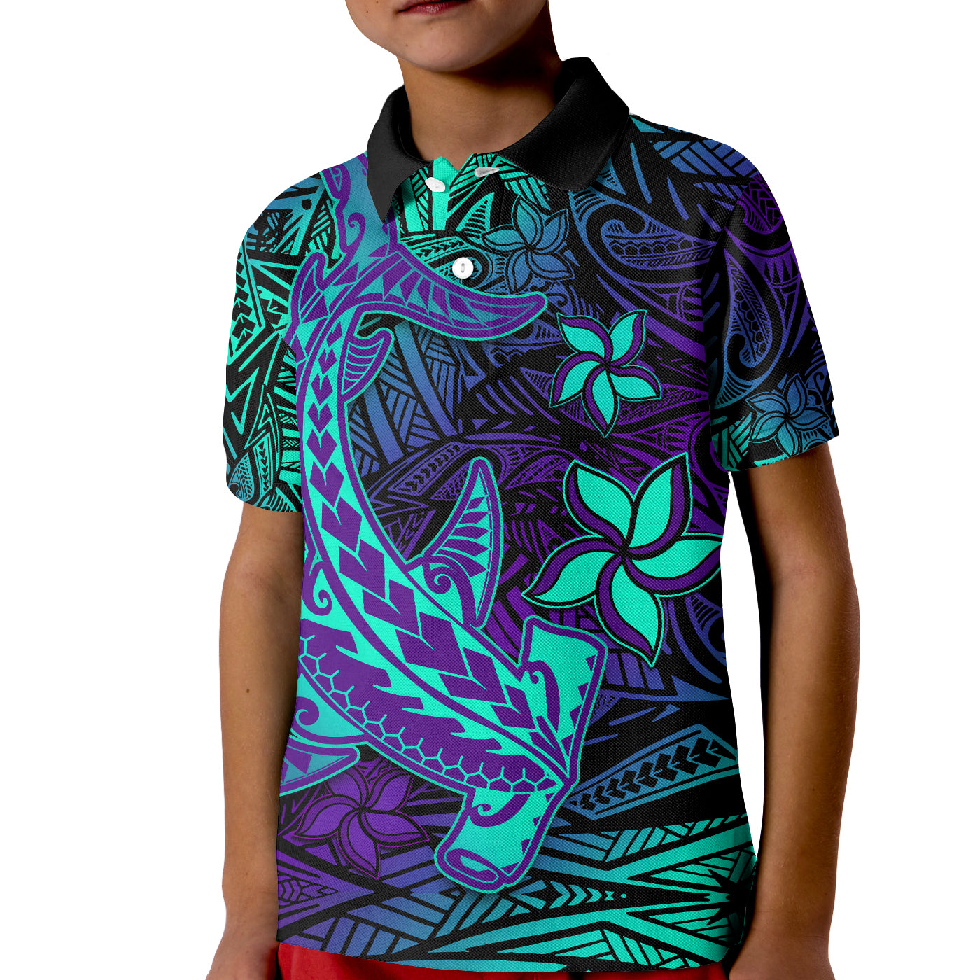 Custom Polynesian Polo Shirt - Purple Paradise Hawaiian Tribal Hammerhead Shark LT14 - Polynesian Pride