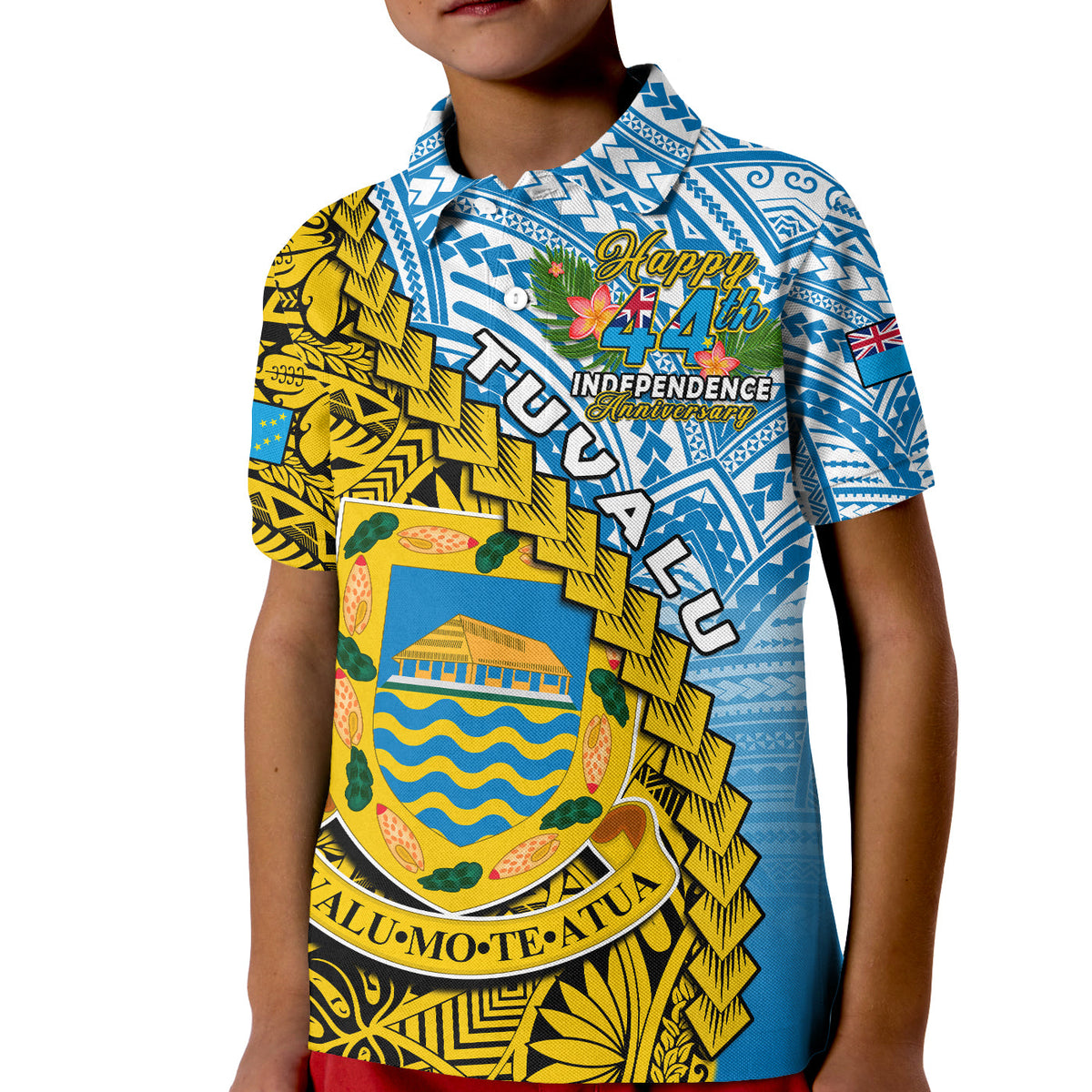 Custom Tuvalu 1978 Polo Shirt Happy 44th Independence Anniversary Polynesian Pattern LT14 - Polynesian Pride
