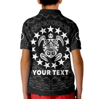 Custom Islands Polo Shirt Circle Pattern Mix Sea Turtle Black Version LT14 - Polynesian Pride