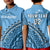 (Custom Text and Number) Fiji Tapa Rugby Polo Shirt Fijian Cibi Dance Tapa Pattern Blue LT14 Kid Blue - Polynesian Pride