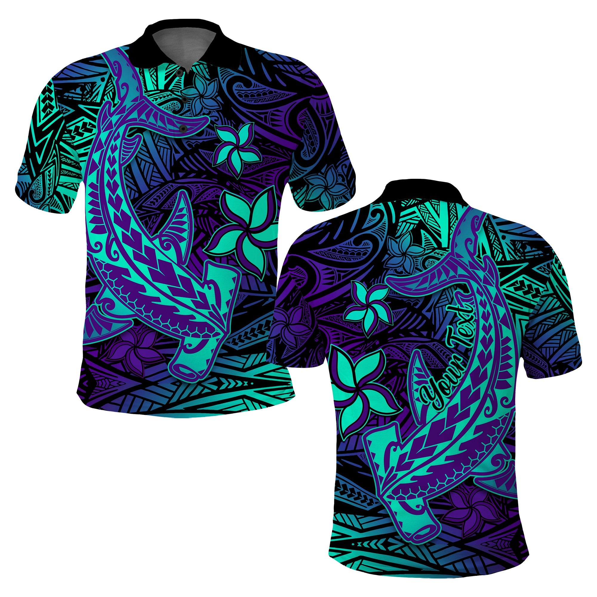 Custom Polynesian Polo Shirt - Purple Paradise Hawaiian Tribal Hammerhead Shark LT14 Adult Purple - Polynesian Pride