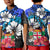 (Custom Text and Number) Fiji Tie Dye Polo Shirt Polynesian Blue Tribal Creative Tropical Flowers LT13 - Polynesian Pride