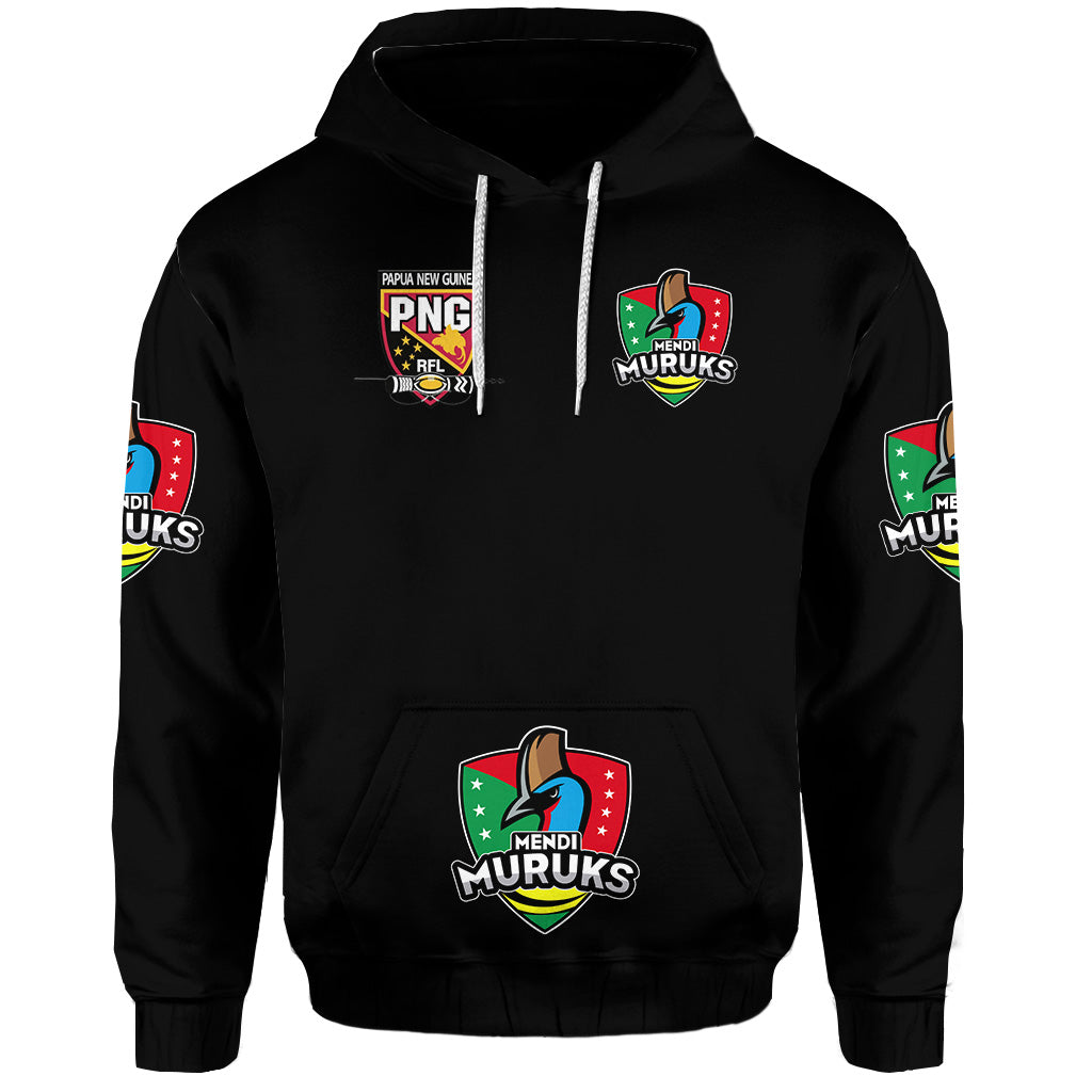 Papua New Guinea PRK Mendi Muruks Hoodie Rugby All Black LT8 Hoodie Black - Polynesian Pride