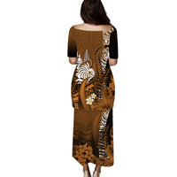 (Custom Personalised) New Caledonia Puletasi Dress Nautilus Gold Polynesian Hibiscus LT13 - Polynesian Pride