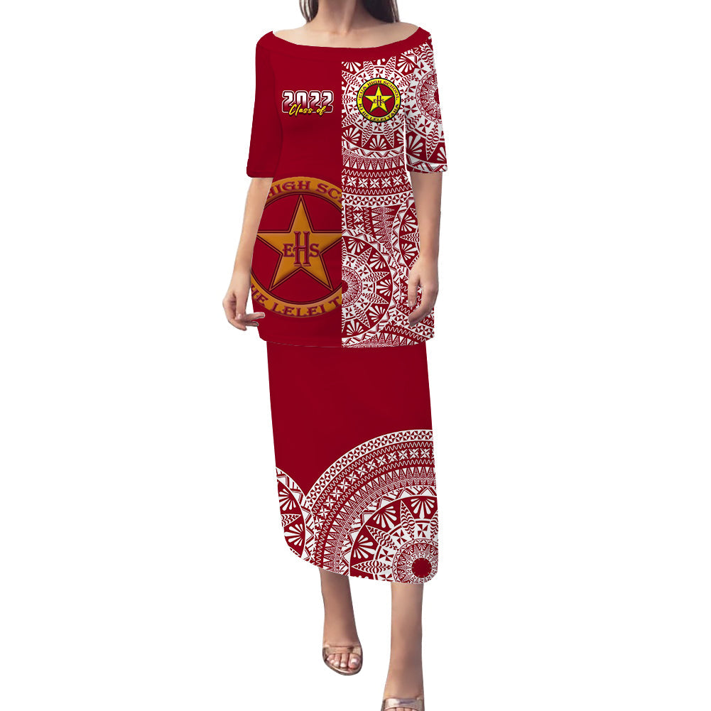 (Custom Personalised) Tonga Eua High School Puletaha Dress Class Of Year Tongan Ngatu Pattern LT14 Maroon - Polynesian Pride