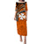 Wallis And Futuna Puletasi Dress Plumeria Flowers With Orange Polynesian Pattern LT14 Long Dress Orange - Polynesian Pride