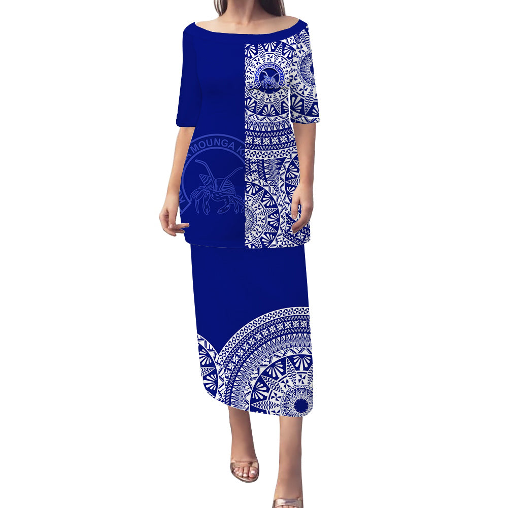 (Custom Personalised) Queen Salote Tonga College Puletaha Dress Tongan Ngatu Pattern Ver.02 LT14 Blue - Polynesian Pride