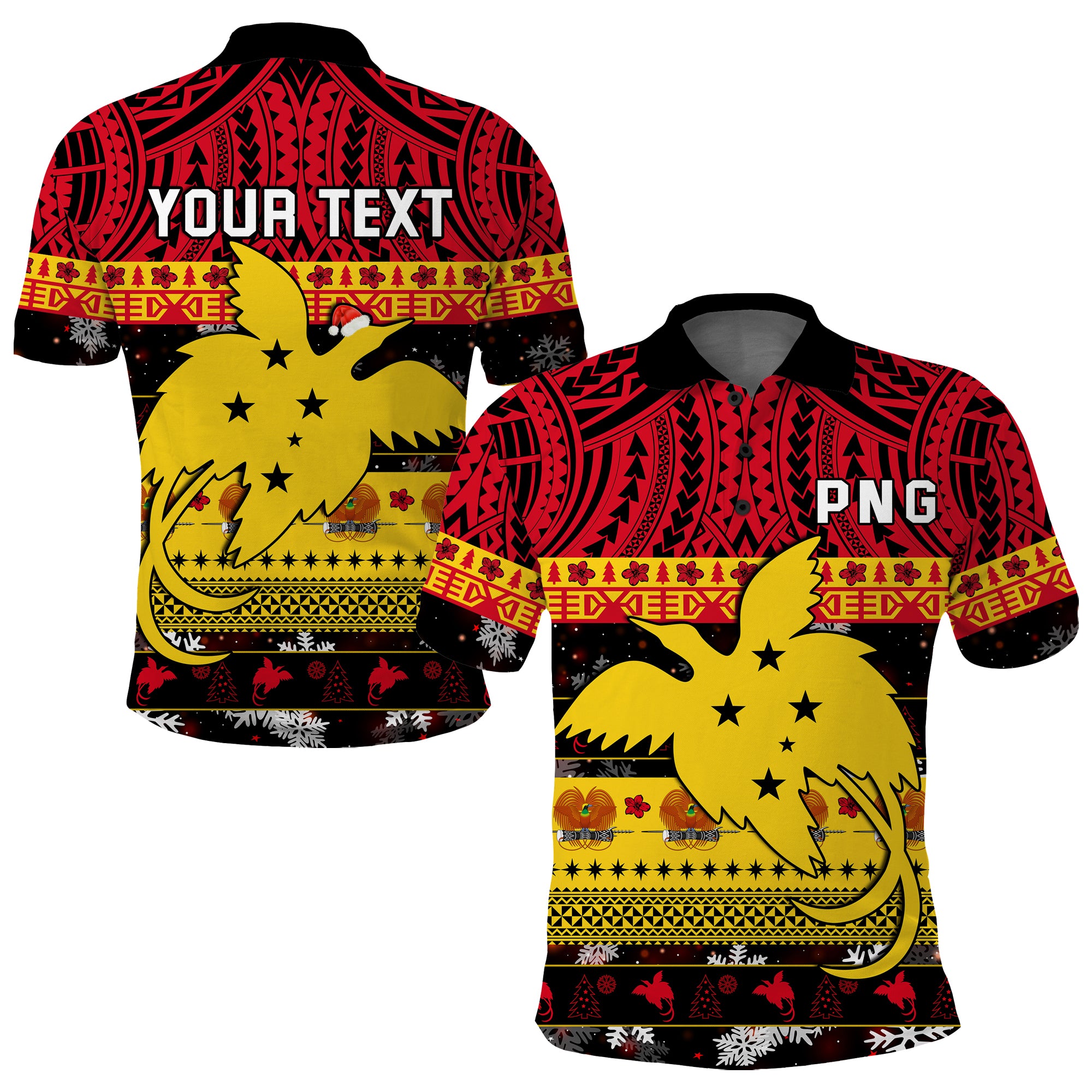 Custom Papua New Guinea Christmas Polo Shirt Raggiana Loved LT13 Unisex Black - Polynesian Pride