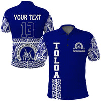 Custom TOLOA Polo Shirt Tupou College Tonga Pattern LT13 Blue - Polynesian Pride