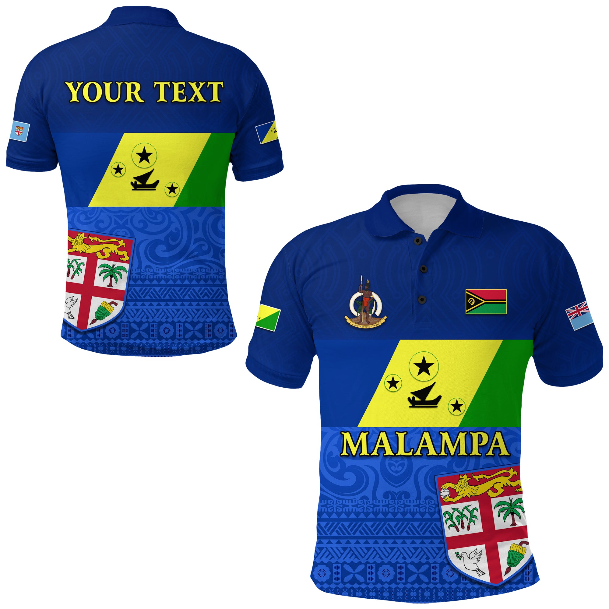 Custom Malampa Fiji Day Polo Shirt Vanuatu Proud LT13 Unisex Blue - Polynesian Pride