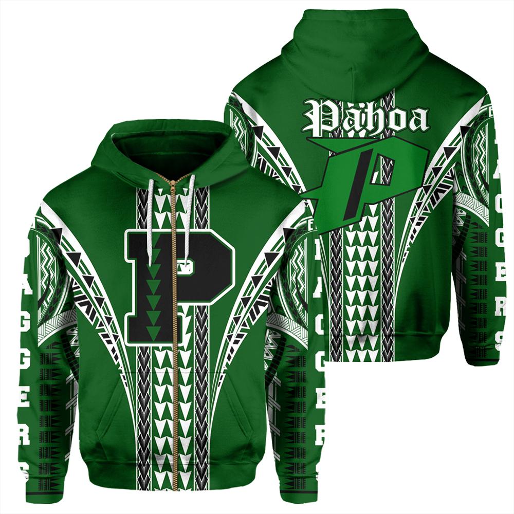 Hawaii Hoodie Pahoa High Zip Hoodie Unisex Green - Polynesian Pride