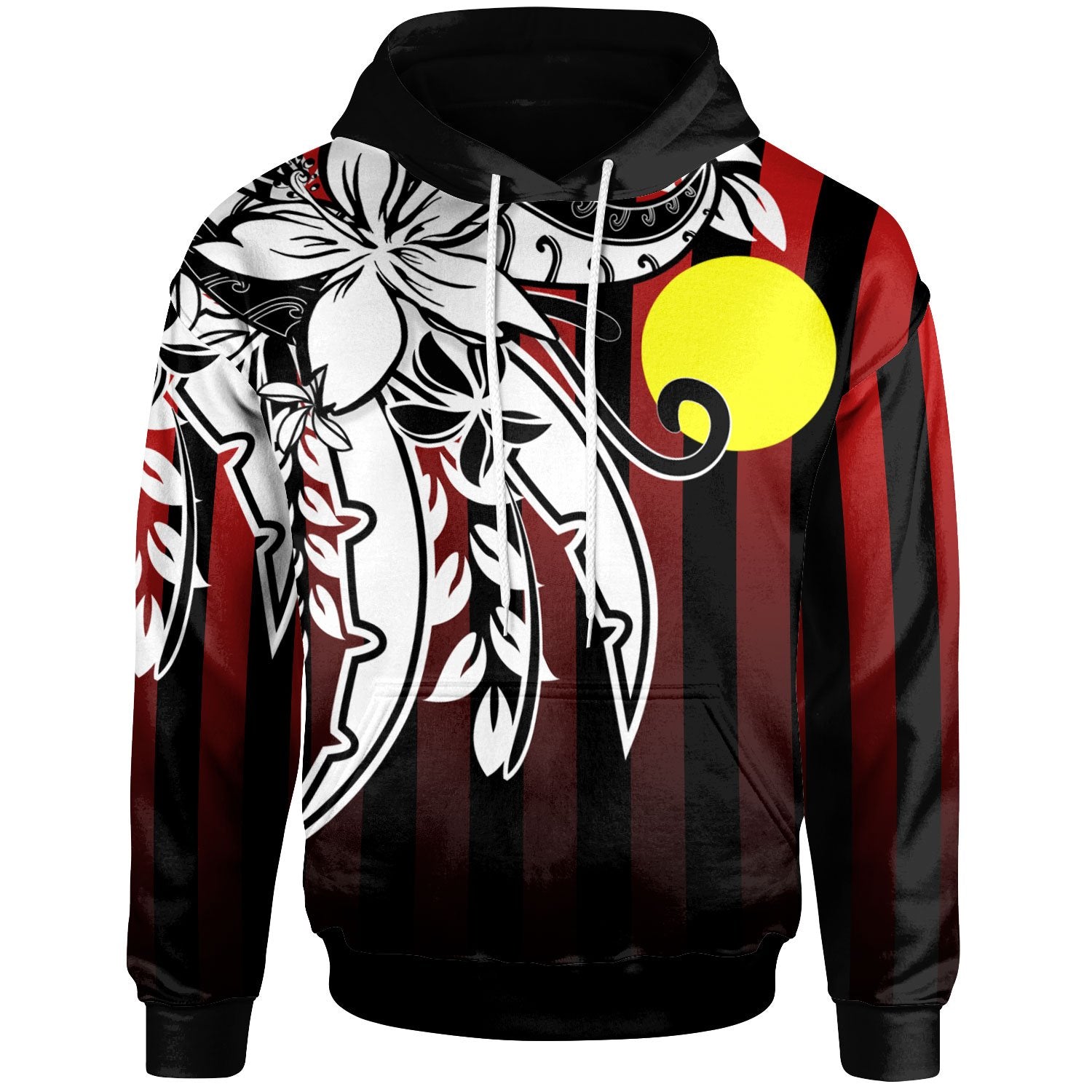 Palau Hoodie Vertical Stripes Style Unisex Red - Polynesian Pride