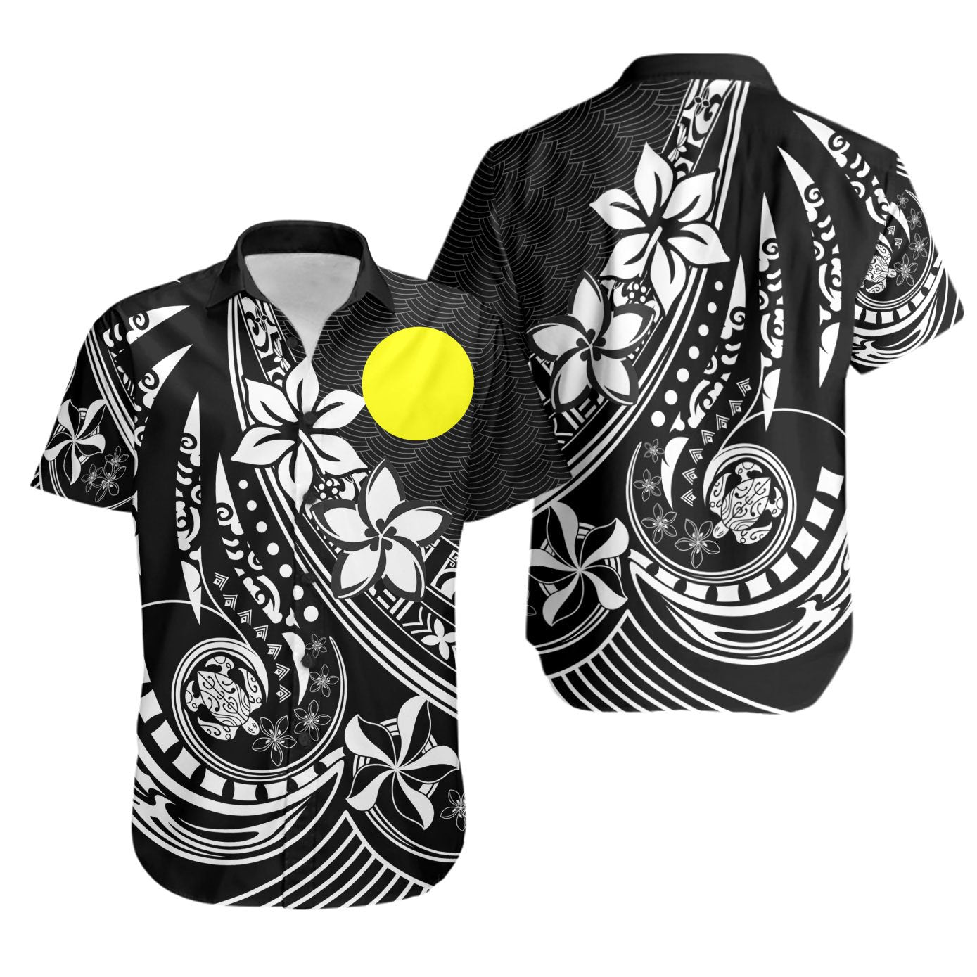 Palau Shirt - The Flow OF Ocean Unisex Black - Polynesian Pride