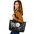 Palau Leather Tote - Fish With Plumeria Flowers Style Black - Polynesian Pride