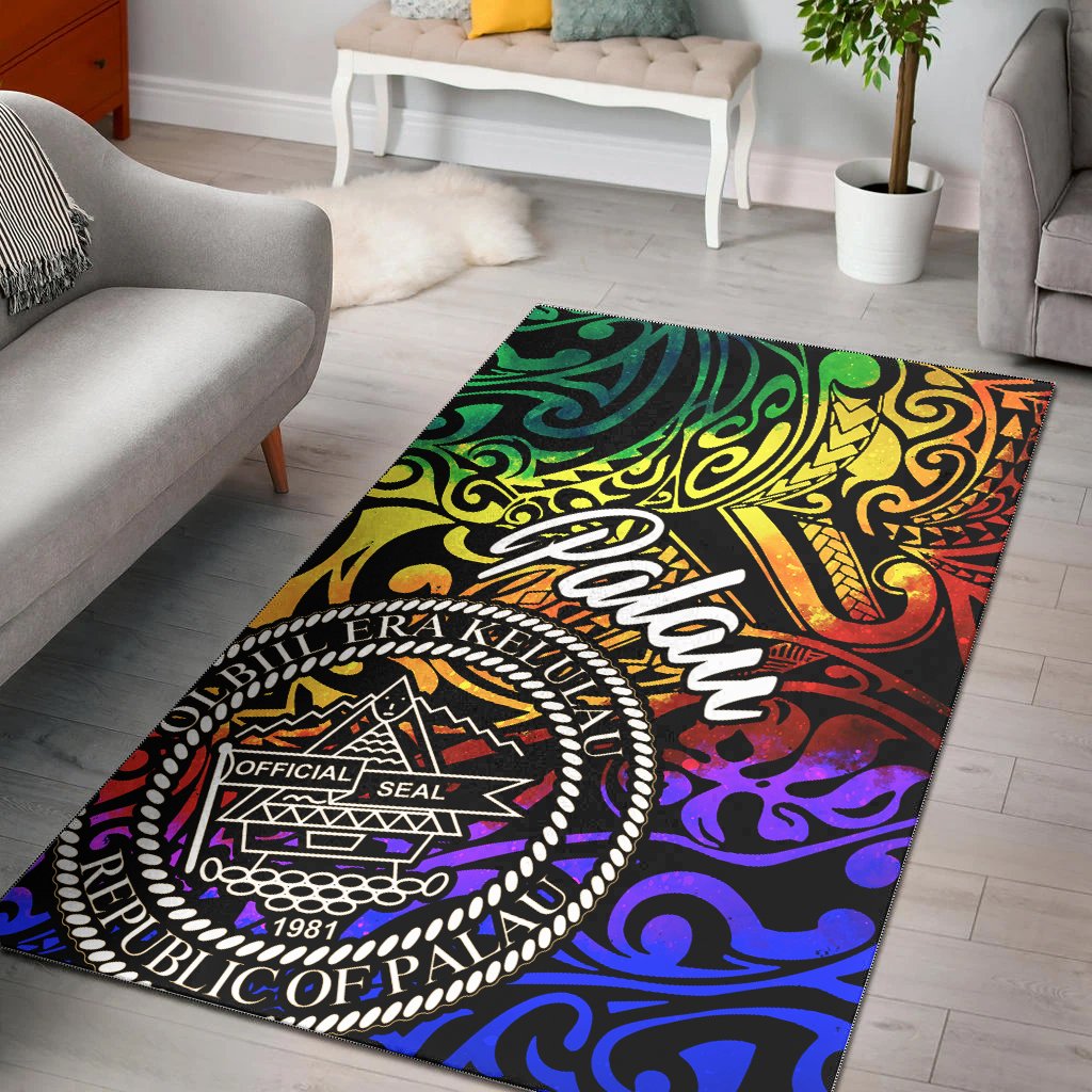 Palau Area Rug - Rainbow Polynesian Pattern Rainbow - Polynesian Pride