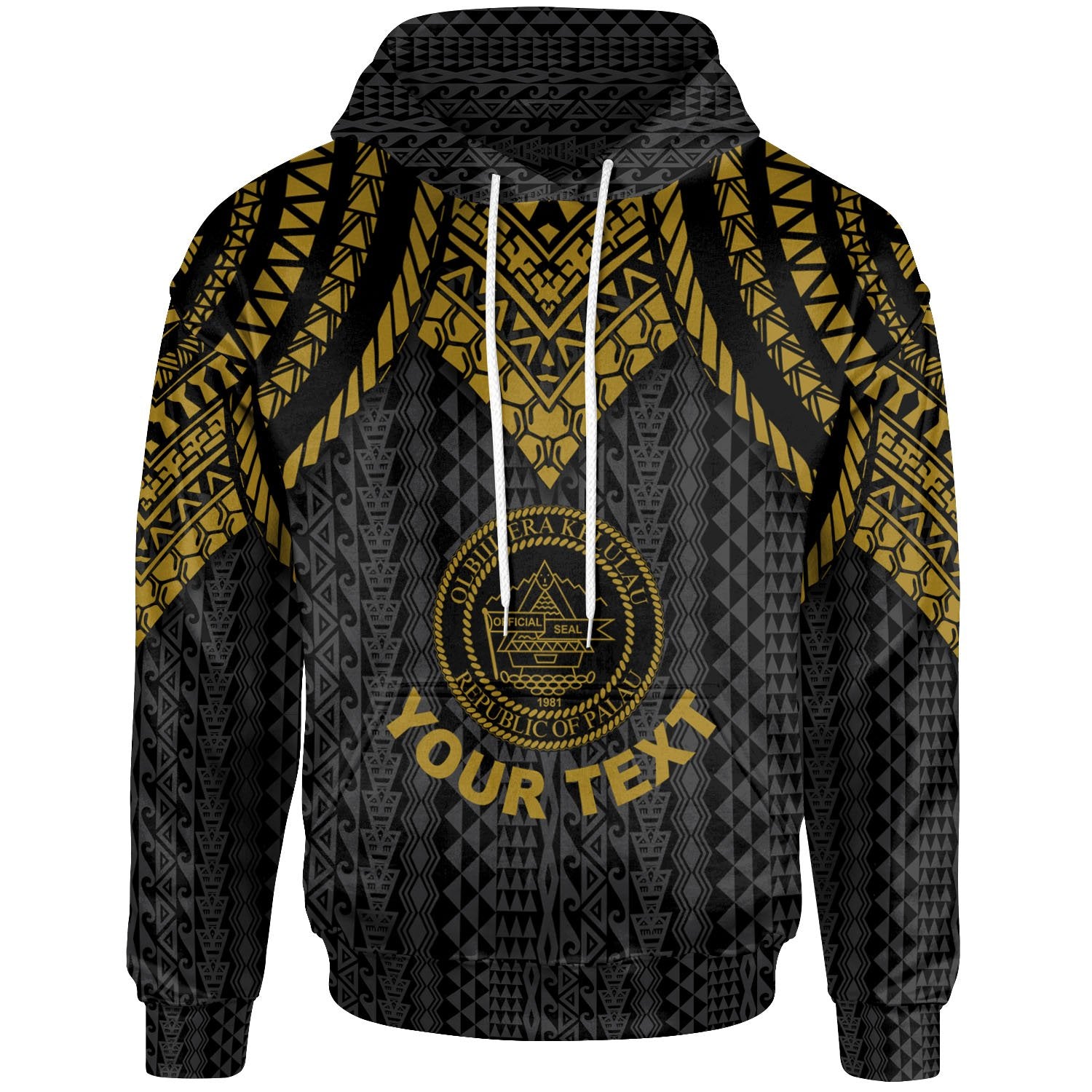 Palau Custom Hoodie Polynesian Armor Style Gold Unisex Gold - Polynesian Pride