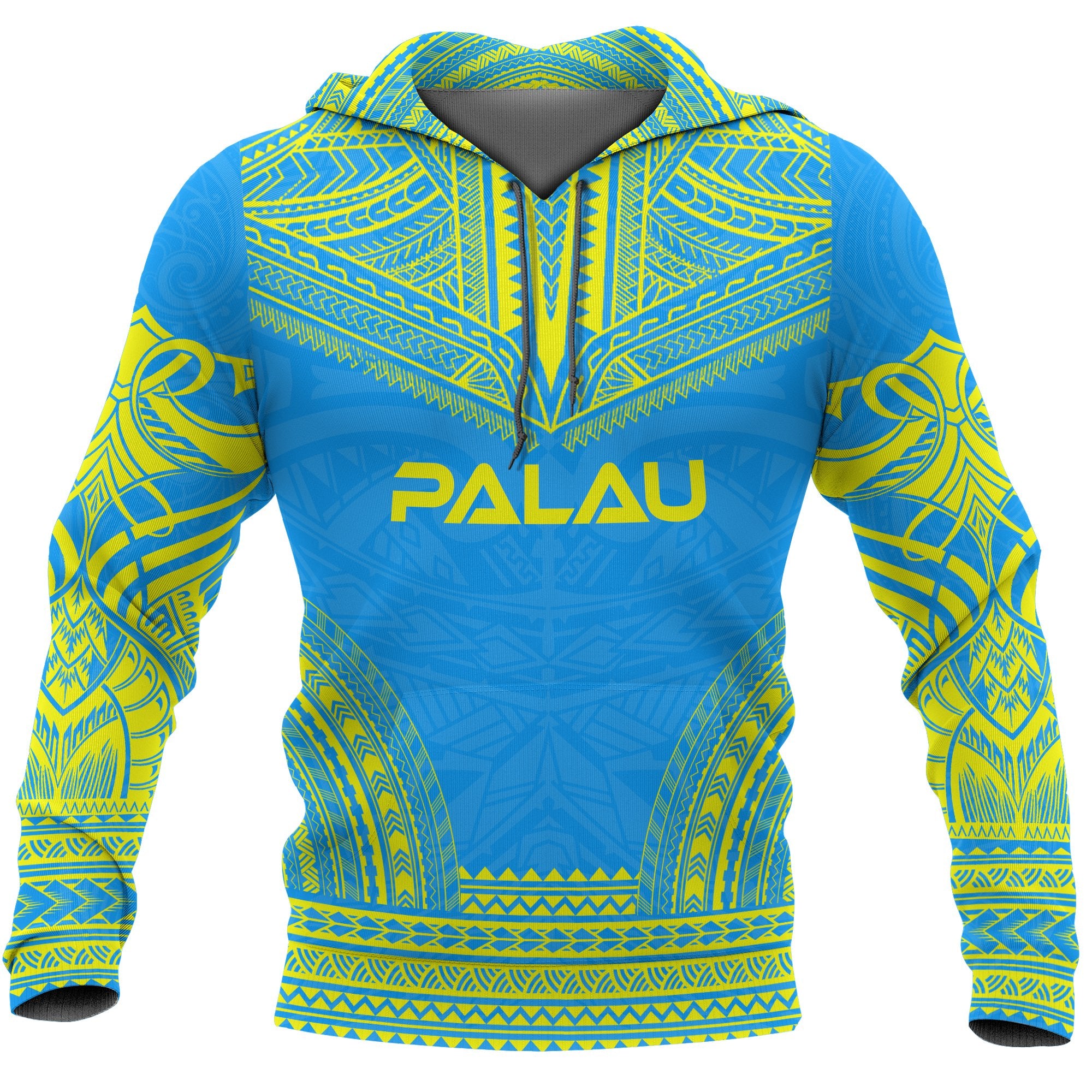 Palau Polynesian Chief Hoodie Unisex Blue - Polynesian Pride