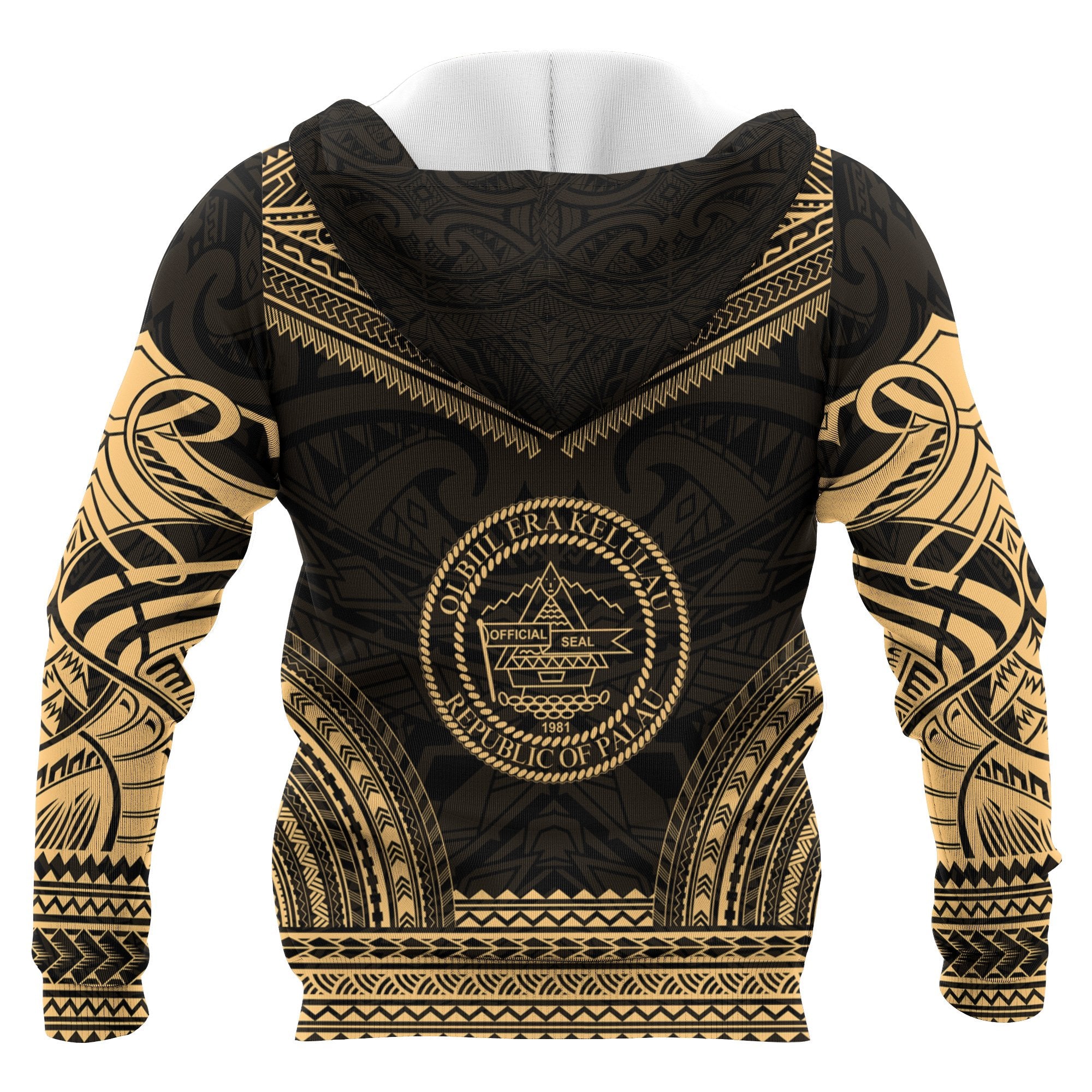 Palau Polynesian Chief Custom Hoodie Gold Version Unisex Gold - Polynesian Pride