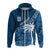 Custom Tapa Pattern with Palm Tree Fiji Rugby Zip up Hoodie LT7 Unisex Navy - Polynesian Pride