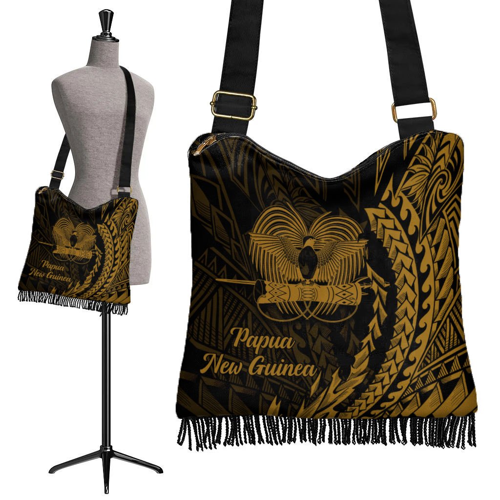 Papua New Guinea Boho Handbag - Wings Style One Size Boho Handbag Black - Polynesian Pride