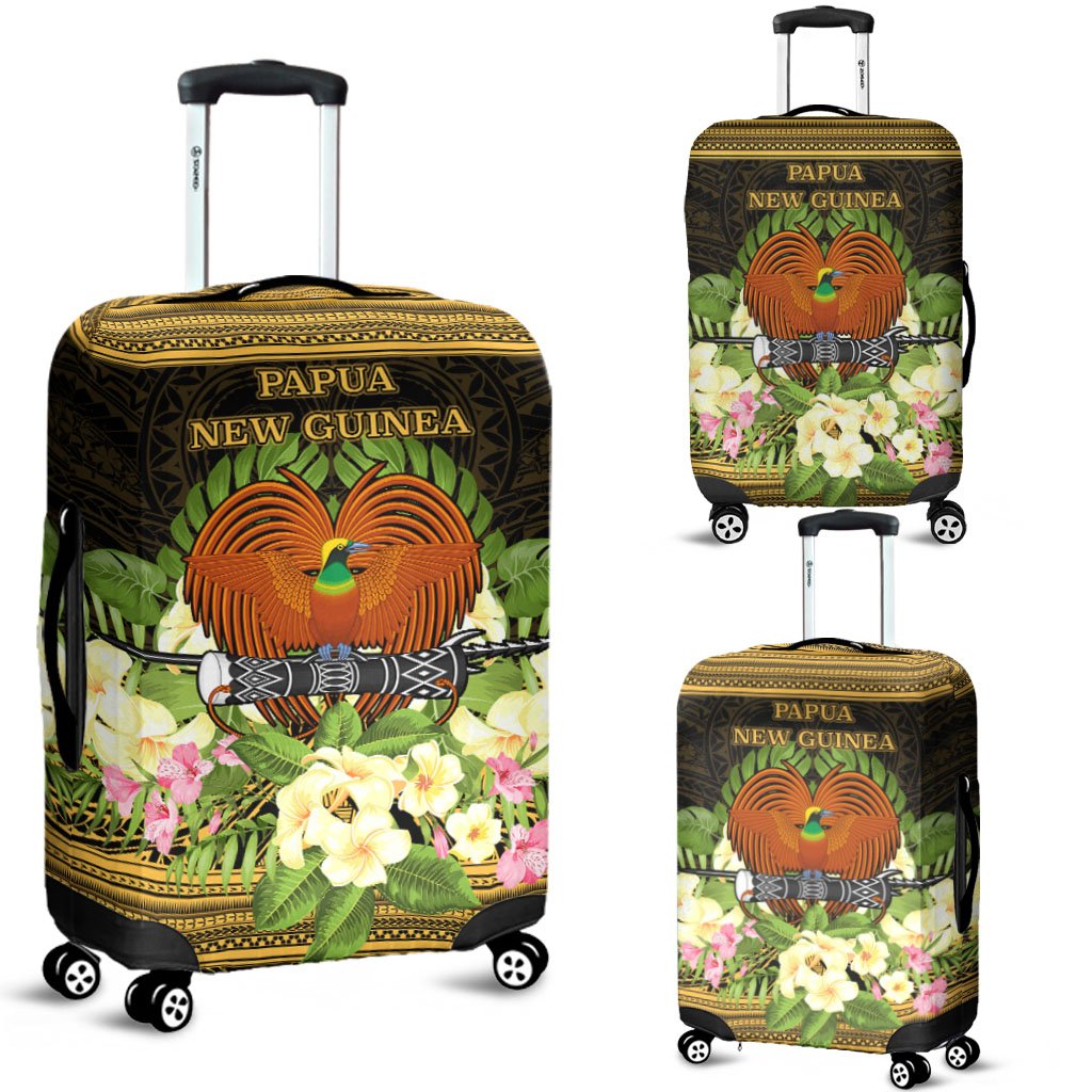 Papua New Guinea Luggage Covers - Polynesian Gold Patterns Collection Black - Polynesian Pride