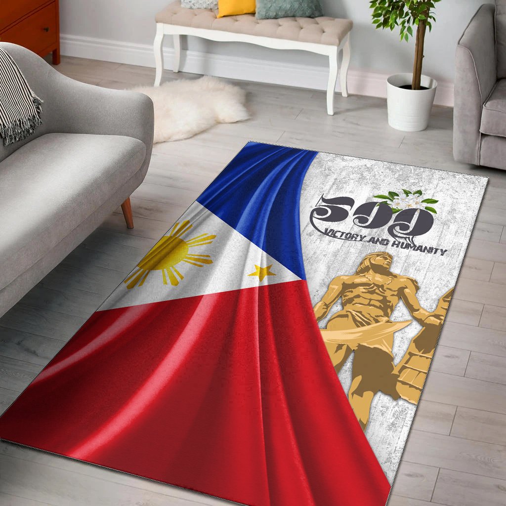 Philippines Area Rug - 500th Victory And Humanity Style Flag Gray - Polynesian Pride