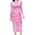 Polynesian Long Sleeves Bodycon Dress Tapa Plumeria Style - Pink LT7 Polyester/spandex Pink - Polynesian Pride