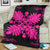 Hawaiian Quilt Maui Plant And Hibiscus Premium Blanket - Pink Black - AH - Polynesian Pride