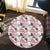 Pink Monstera And Green Tropical Leaves White Round Carpet - AH - Polynesian Pride