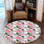 Pink Monstera And Green Tropical Leaves White Round Carpet - AH Round Carpet Luxurious Plush - Polynesian Pride