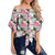 Pink Monstera And Green Tropical Leaves White Women's Off Shoulder Wrap Waist Top - AH - Polynesian Pride