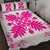 Hawaiian Quilt Maui Plant And Hibiscus Pattern Quilt Bed Set - Pink White - AH - Polynesian Pride