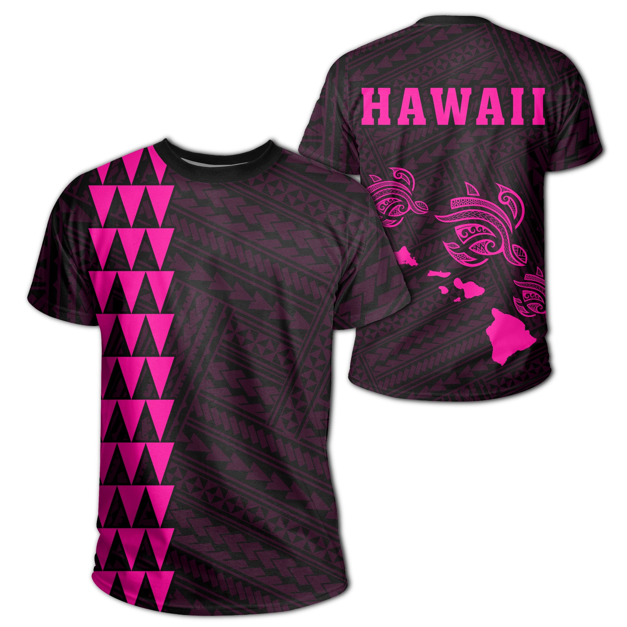 Hawaii Kakau Three Turtles T Shirt Pink Unisex Pink - Polynesian Pride