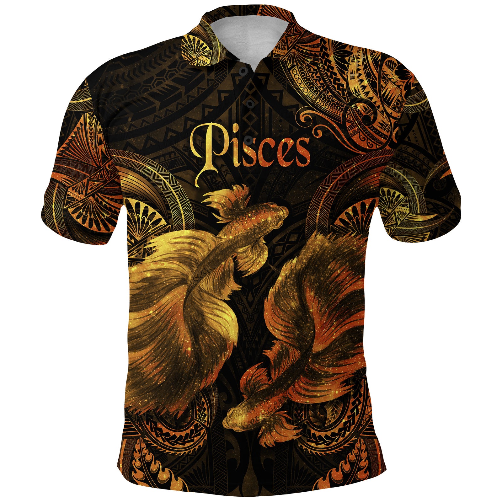 Pisces Zodiac Polynesian Polo Shirt Unique Style Gold LT8 - Polynesian Pride