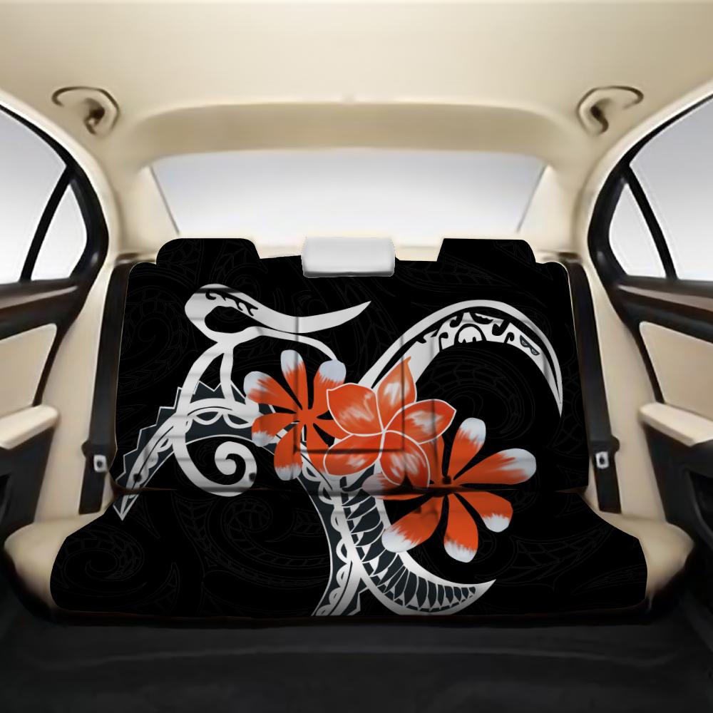 Plumeria Polynesia Orange Back Seat Cover AH One Size Black Back Car Seat Covers - Polynesian Pride