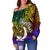 Pohnpei Custom Personalised Women's Off Shoulder Sweater - Rainbow Polynesian Pattern - Polynesian Pride