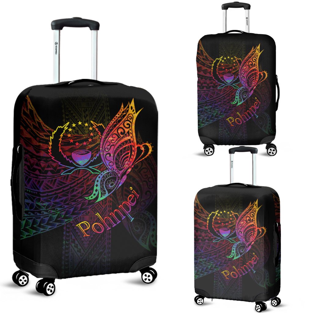 Pohnpei State Luggage Covers - Butterfly Polynesian Style Black - Polynesian Pride